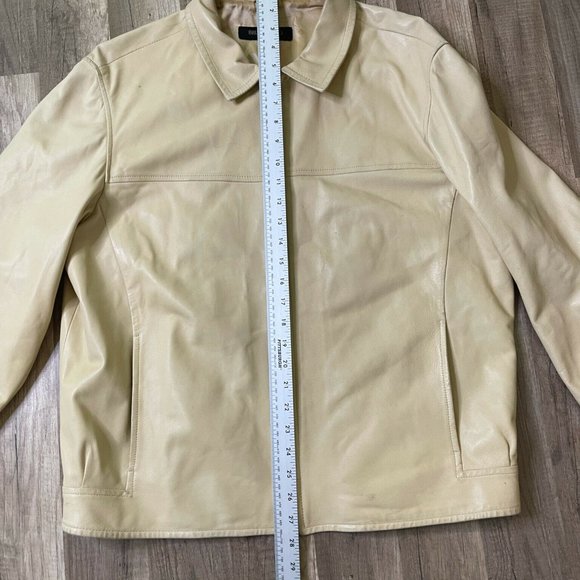 Bruno Magli Womens Ivory Real Leather Collared Full Zip Bomber Jacket Size 42 - Picture 6 of 12